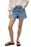 Mango High Waist Denim Mom Shorts In Blue