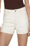 Mango High Waist Denim Shorts In Beige