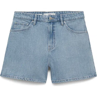 Mango High Waist Denim Shorts In Blue