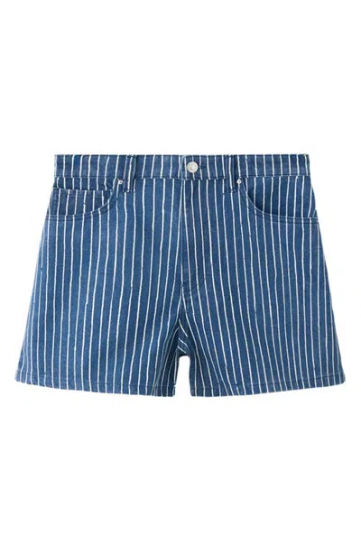 Mango High Waist Denim Shorts In Blue