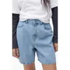 Mango High Waist Denim Shorts In Medium Blue