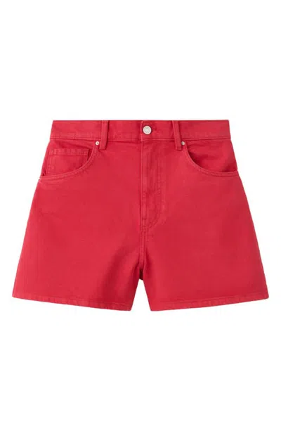 Mango High Waist Denim Shorts In Red