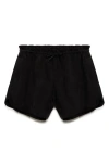 Mango High Waist Drawstring Shorts In Black