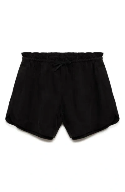 Mango High Waist Drawstring Shorts In Black