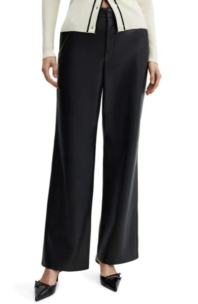 Mango Women's Leather Effect High Waist Pants In Black