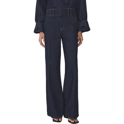 Mango High Waist Flare Leg Jeans In Open Blue