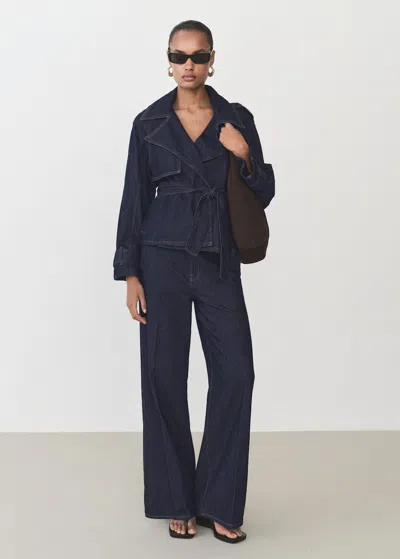 Mango High-waist Flared Denim Pants Open Blue