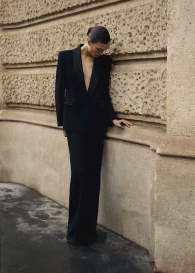 Mango High-waist Flared Trousers Black