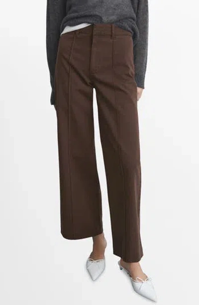 Mango High Waist Front Seam Wide Leg Jeans In Brown