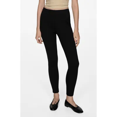 Mango High Waist Leggings In Black