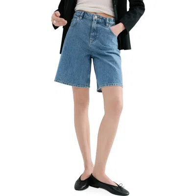 Mango High-waist Straight-fit Denim Shorts Medium Blue