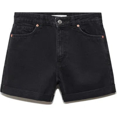 Mango High Waist Mom Fit Denim Shorts In Tin