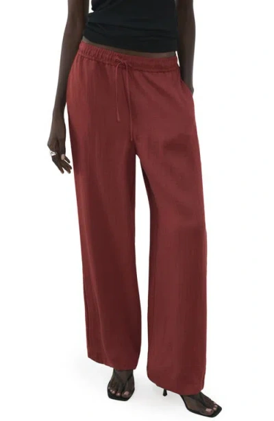 Mango High Waist Palazzo Pants In Red