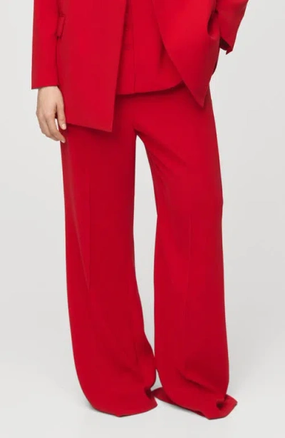Mango High Waist Pants In Red
