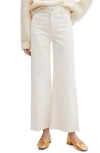 Mango High Waist Raw Hem Culotte Jeans In Off White