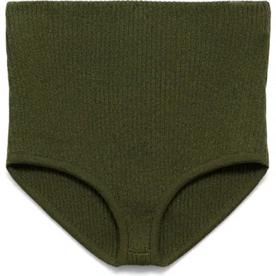 Mango High Waist Rib Briefs In Green