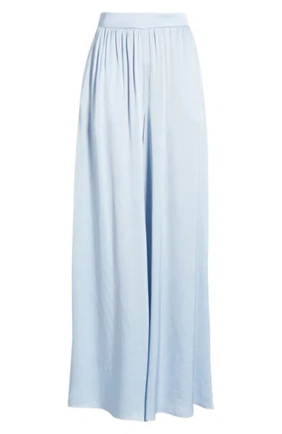 Mango High Waist Satin Wide Leg Pants In Blue