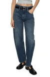Mango High Waist Slouchy Barrel Jeans In Dark Blue