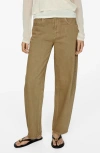 Mango High Waist Slouchy Barrel Jeans In Khaki Green