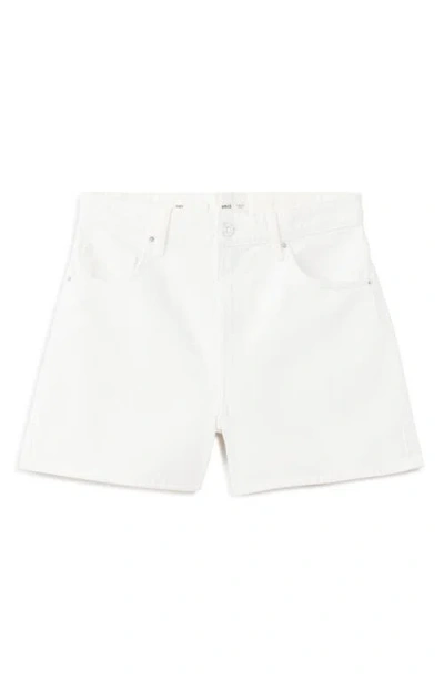 Mango High Waist Straight Fit Denim Shorts In White