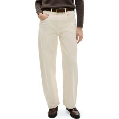 Mango High Waist Straight Leg Corduroy Jeans In Off White