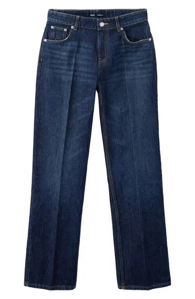 Mango High Waist Straight Leg Jeans In Blue