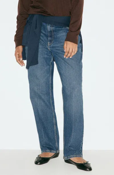 Mango High Waist Straight Leg Jeans In Blue