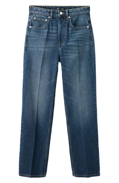 Mango High Waist Straight Leg Jeans In Blue