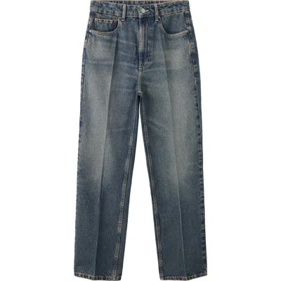 Mango High Waist Straight Leg Jeans In Blue
