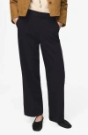 Mango High Waist Straight Leg Pants In Black