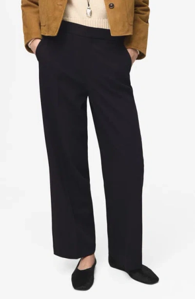 Mango High Waist Straight Leg Pants In Black