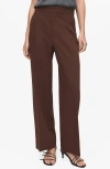 Mango High Waist Straight Leg Pants In Brown