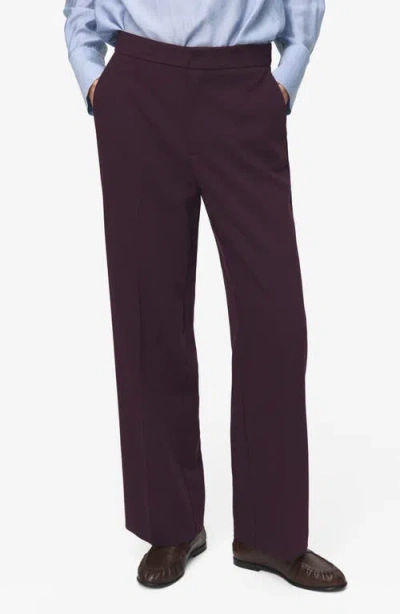 Mango High Waist Straight Leg Pants In Purple