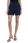 Mango Seamed High Waist Straight Leg Twill Shorts In Blue