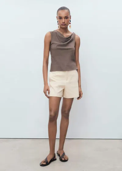 Mango Short Droit Taille Haute Écru - Femme - 42 -  In Nude
