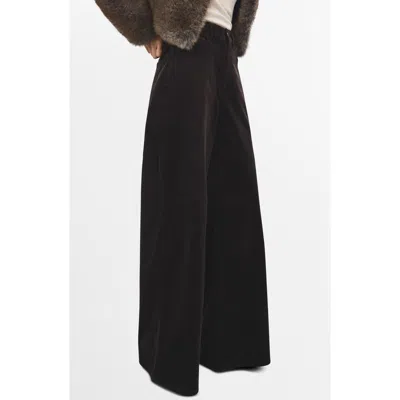 Mango High Waist Wide Leg Corduroy Jeans In Black