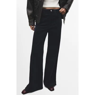 Mango High Waist Wide Leg Corduroy Jeans In Blue