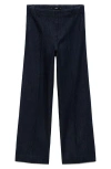 Mango High Waist Wide Leg Denim Pants In Black