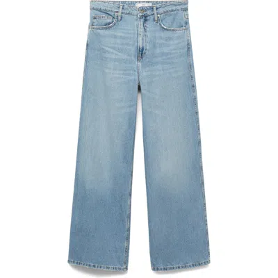 Mango High Waist Wide Leg Jeans In Blue