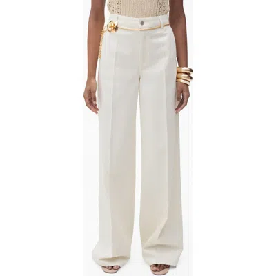 Mango High Waist Wide Leg Jeans In Ecru