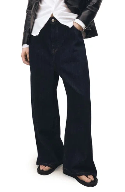 Mango High Waist Wide Leg Jeans In Open Blue