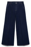 Mango High Waist Wide Leg Jeans In Open Blue