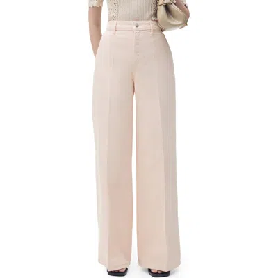 Mango High Waist Wide Leg Jeans In Pastel Pink