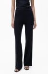 Mango High Waist Wide Leg Knit Pants In Blue