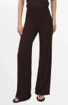 Mango High Waist Wide Leg Knit Pants In Burgundy