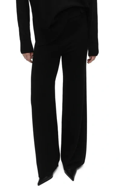 Mango High Waist Wide Leg Pants In Black