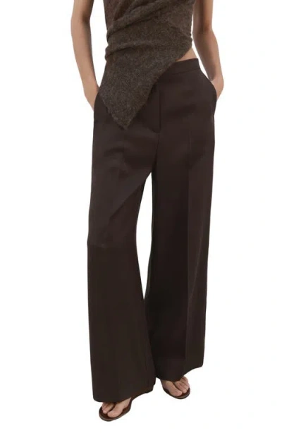 Mango High Waist Wide Leg Pants In Brown