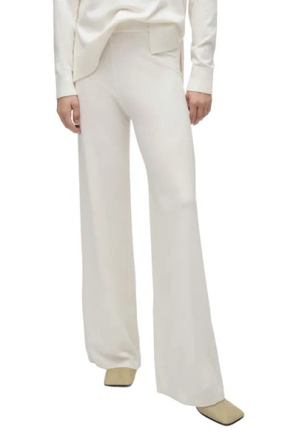 Mango High Waist Wide Leg Pants In Ecru