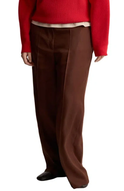 Mango High Waist Wide Leg Pants In Brown
