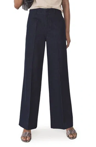 Mango High Waist Wide Leg Trouser Jeans In Black